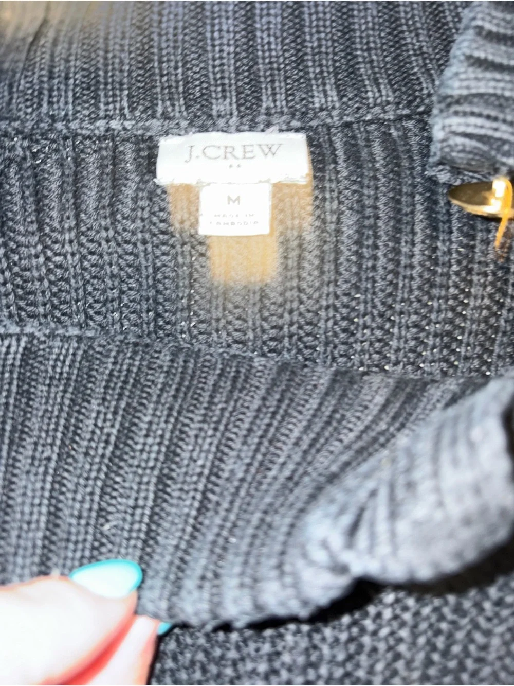 J. Crew Navy & White Striped Crewneck Sweater with Gold Buttons